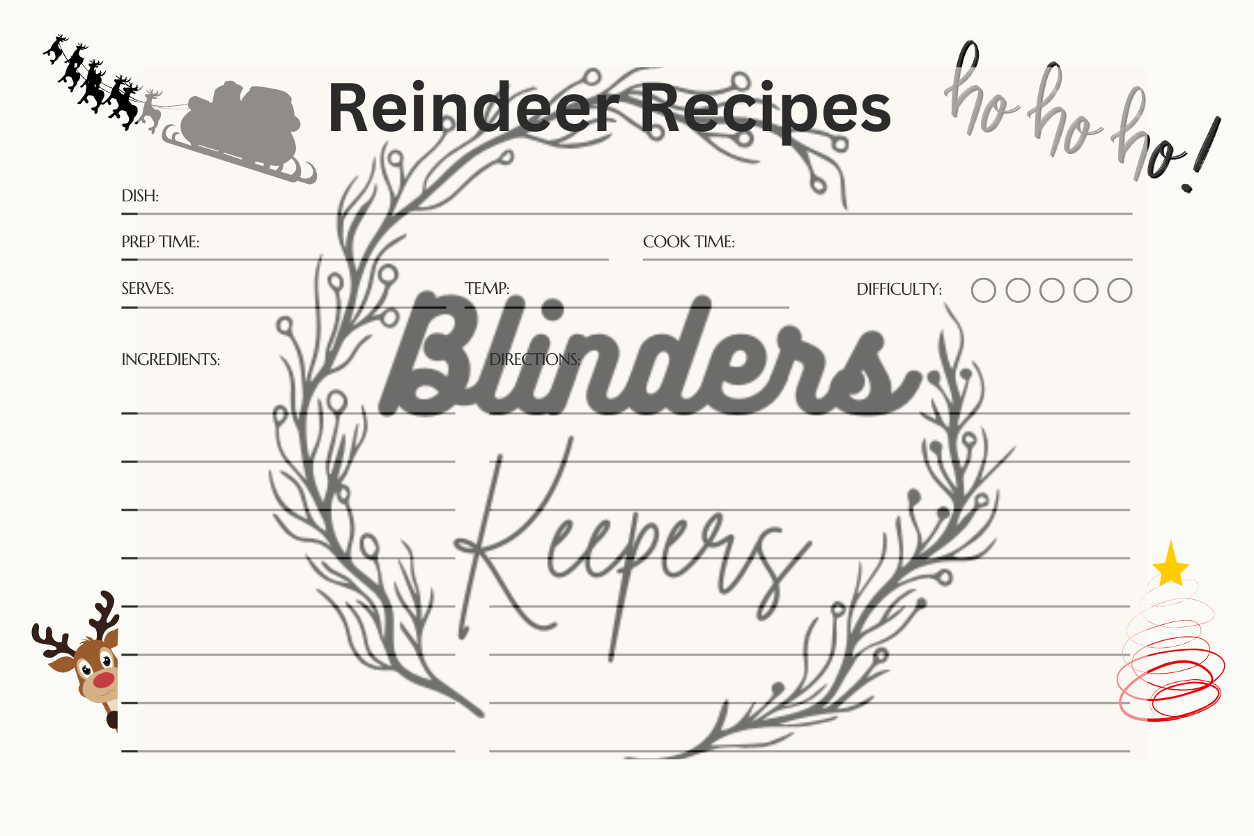 Christmas recipe cards digital download downloadable printable ￼